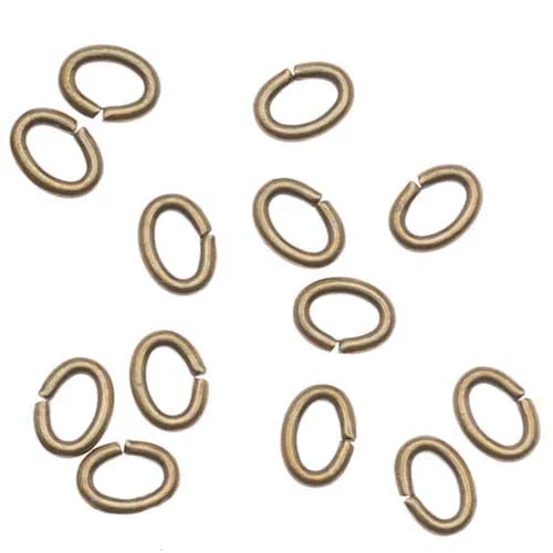 Antiqued Brass Open Jump Rings Oval 3x4mm 21 Gauge x100