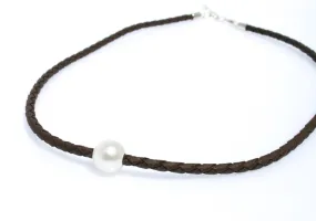 Bree Pearl Brown Braid Necklace