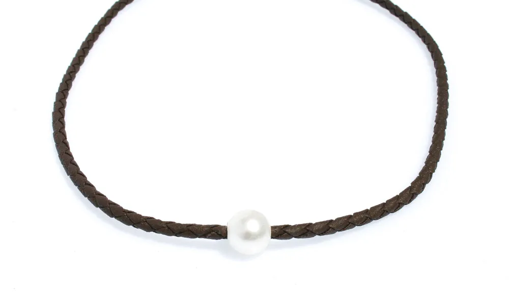 Bree Pearl Brown Braid Necklace