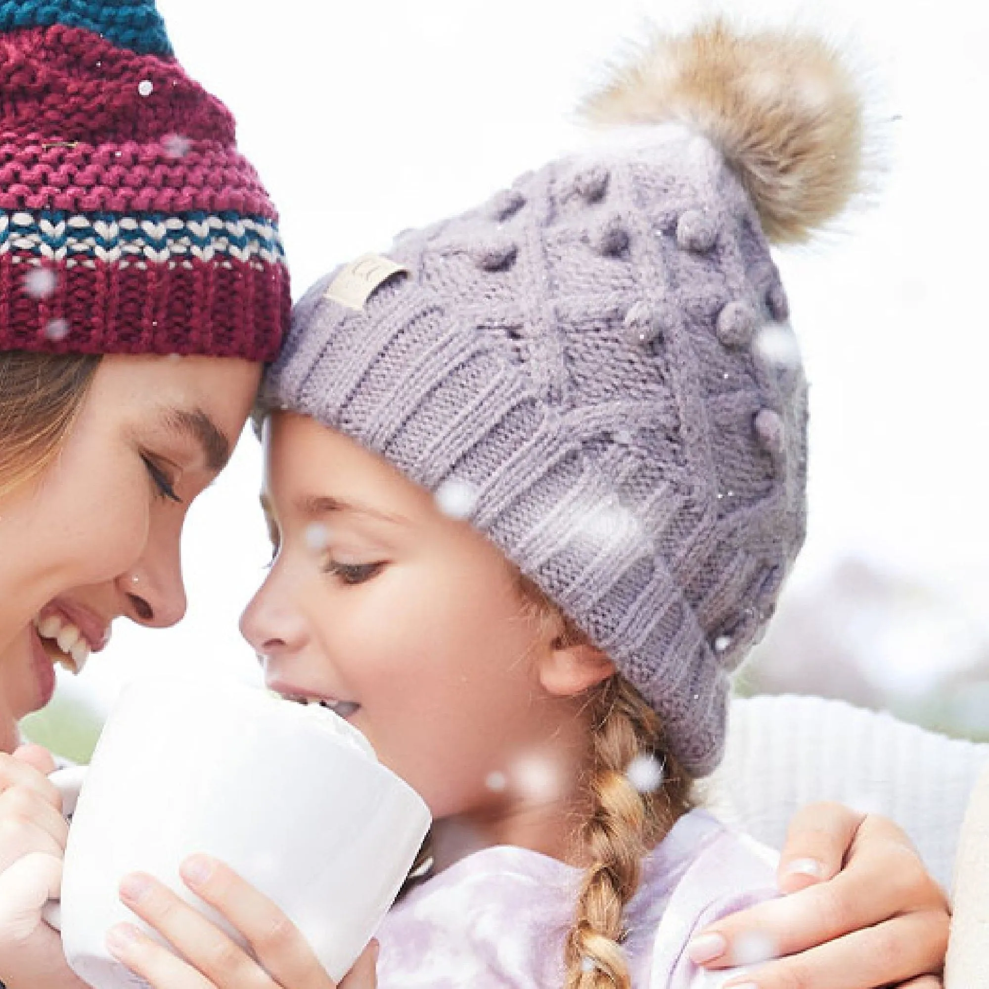 CC Kids and Adult Crafted Pom Detail Beanies Hats