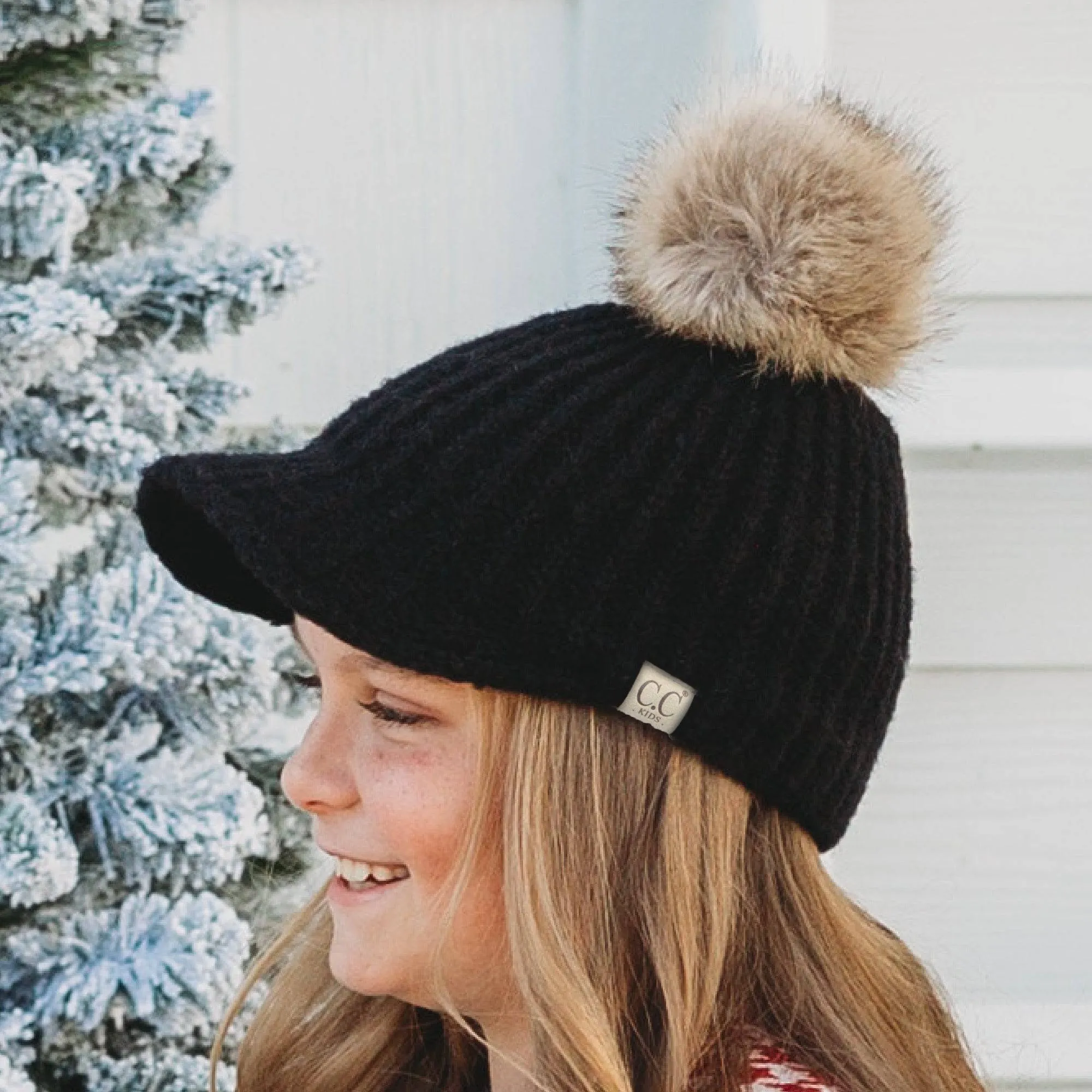 CC Knitted Kids Toddler to Kid 1T to 5T Pom Ball Cap Beanie