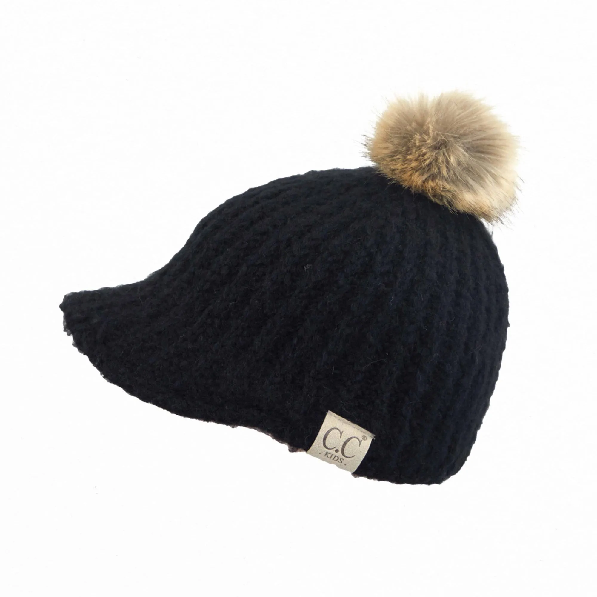 CC Knitted Kids Toddler to Kid 1T to 5T Pom Ball Cap Beanie