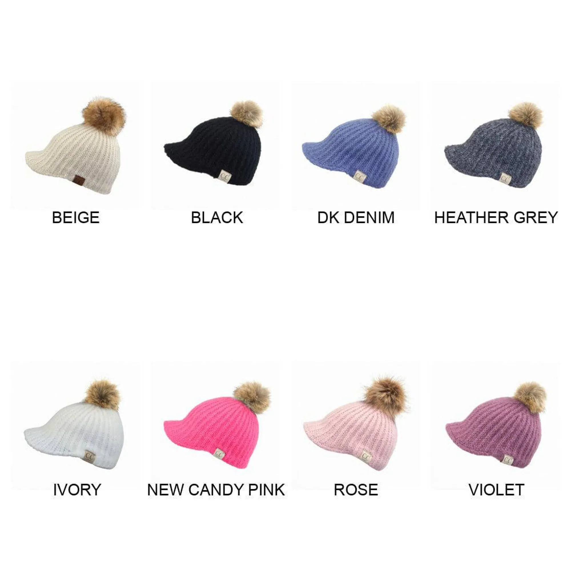 CC Knitted Kids Toddler to Kid 1T to 5T Pom Ball Cap Beanie