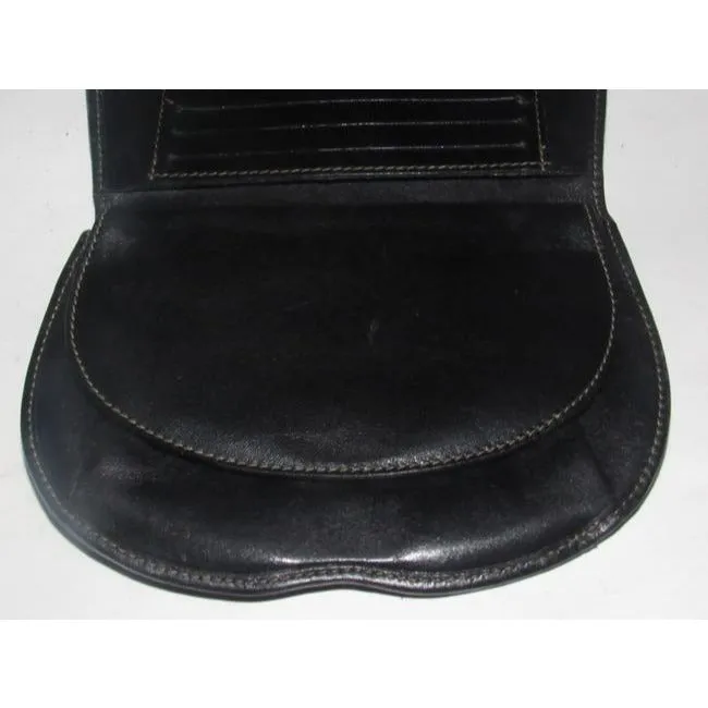 Fendi Black Grey And Brown Thin Striped Print Coated Canvas And Black Leather Vintage Wallet