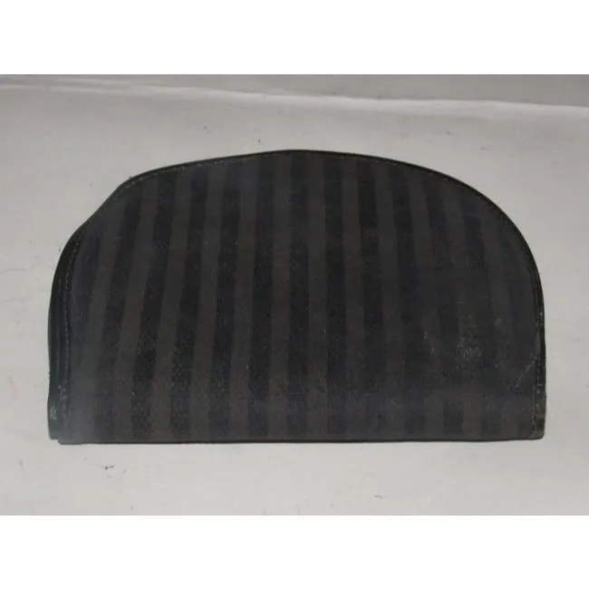 Fendi Black Grey And Brown Thin Striped Print Coated Canvas And Black Leather Vintage Wallet