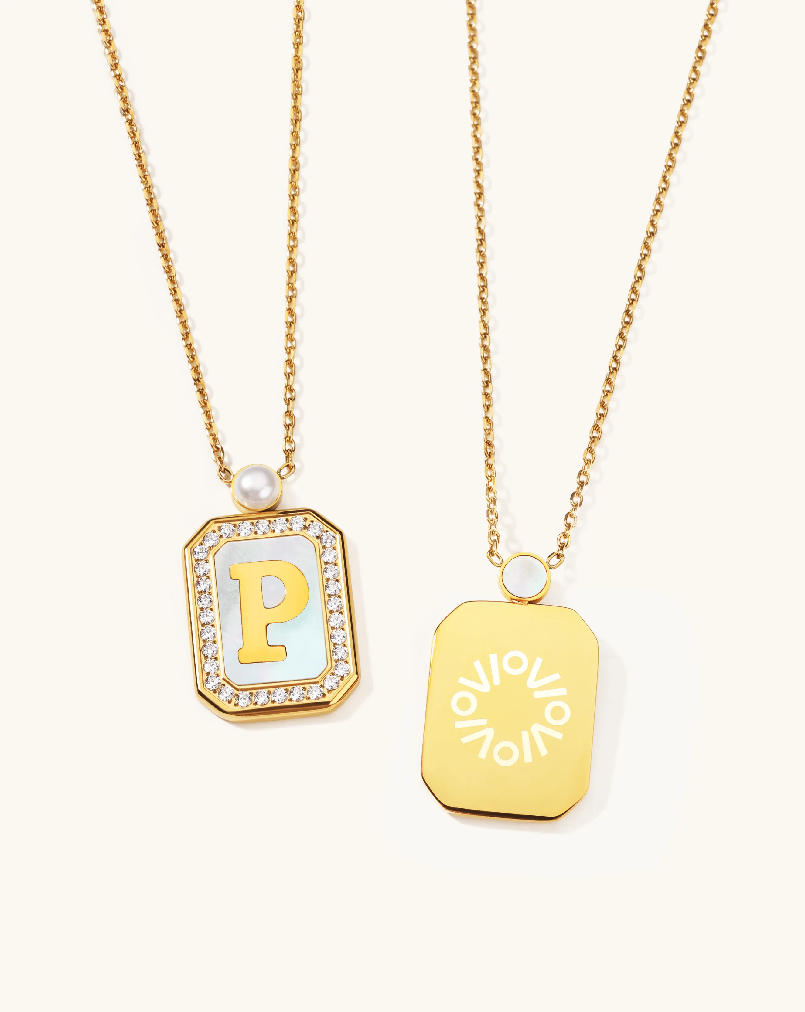 GlamBottle Duo Initial Necklace, 4-5mm, 5A