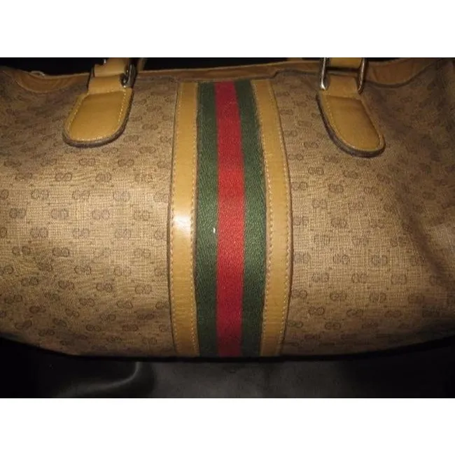 Gucci Vintage Pursesdesigner Purses Coated Canvas With Small G Logoleather In Browns With Wide Redgr
