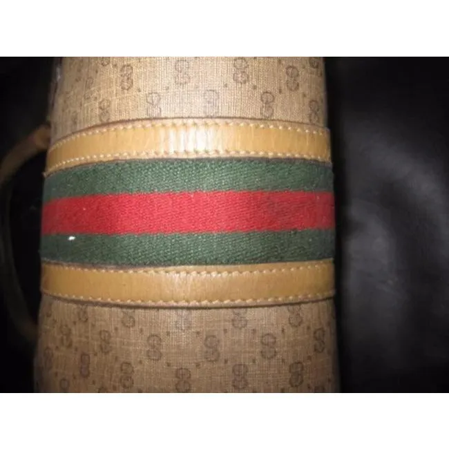 Gucci Vintage Pursesdesigner Purses Coated Canvas With Small G Logoleather In Browns With Wide Redgr