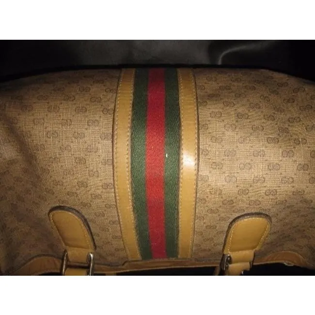Gucci Vintage Pursesdesigner Purses Coated Canvas With Small G Logoleather In Browns With Wide Redgr