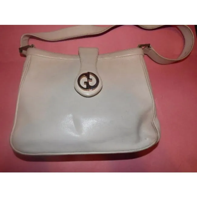 Gucci Vintage Pursesdesigner Purses White Leather Shoulder Bag