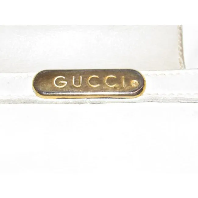Gucci Vintage Pursesdesigner Purses White Leather With Red And Blue Striped Accents Canvas Shoulder