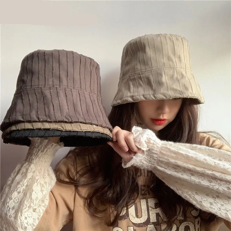 Hulianfu Bucket Hats Women Solid Simple Basic All-match Casual New Design Korean Fashion Sun Protection Streatwear Harajuku College Cozy