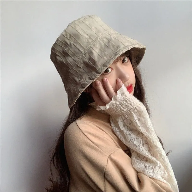 Hulianfu Bucket Hats Women Solid Simple Basic All-match Casual New Design Korean Fashion Sun Protection Streatwear Harajuku College Cozy