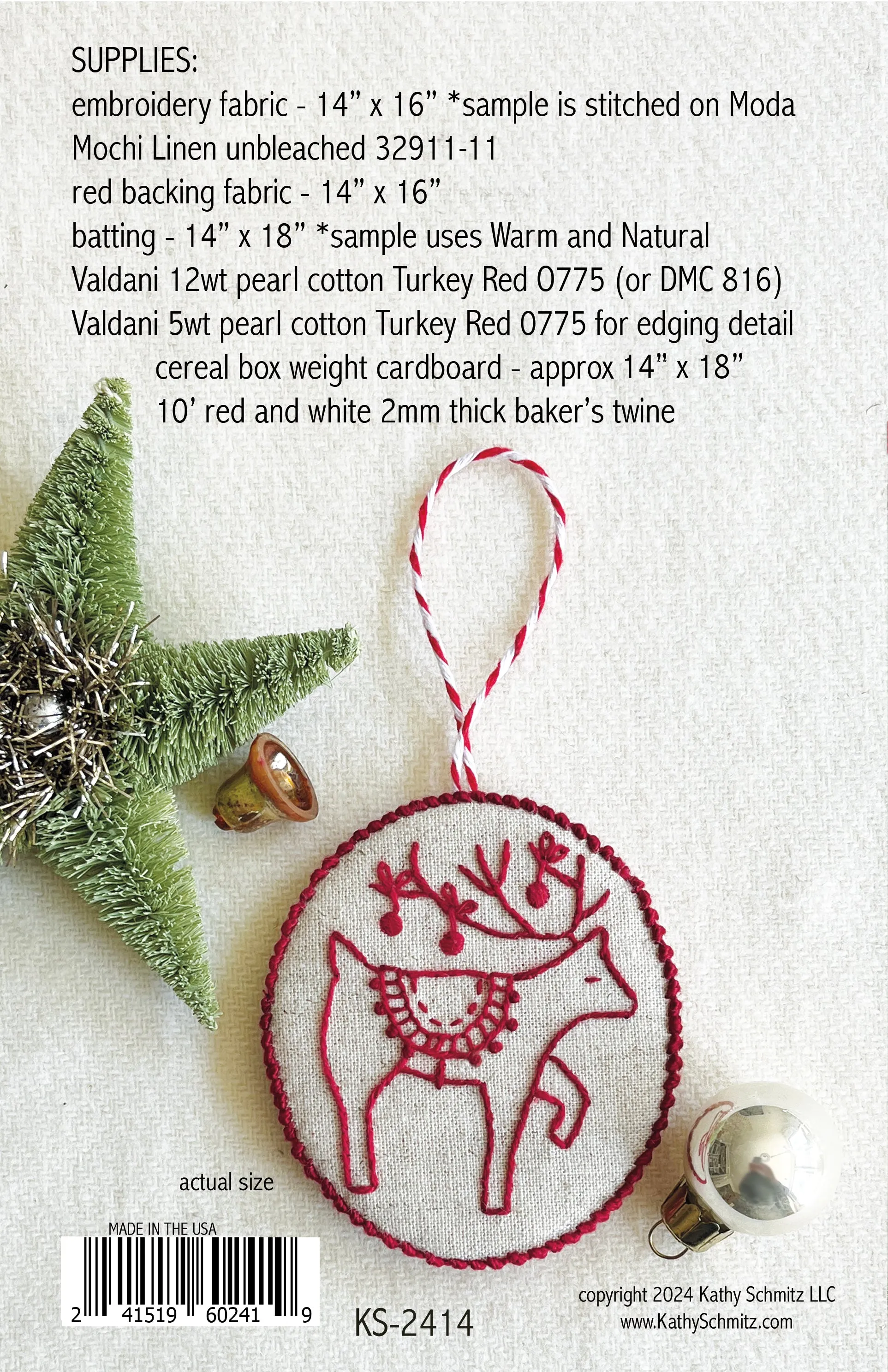 Jolly & Bright Redwork Ornaments digital pattern