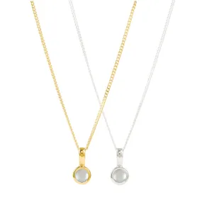 June Birthstone Charm Necklace - Pearl