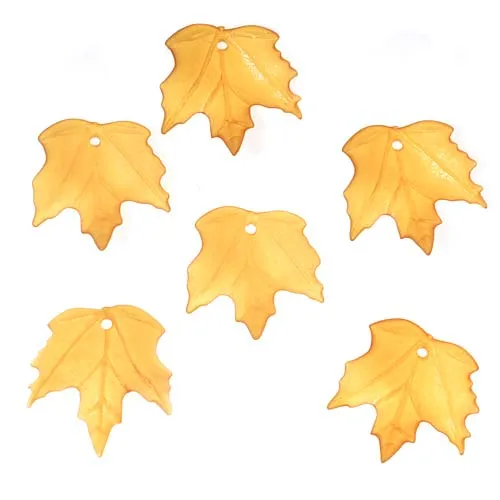 Lucite Maple Leaves Matte Autumn Gold Topaz Yellow Light Weight 19mm (6 pcs)