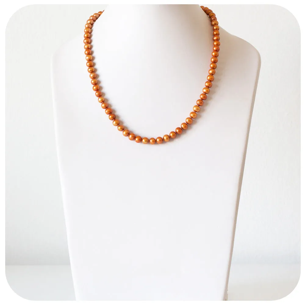 Luscious Golden Orange Fresh Water Pearl Necklace