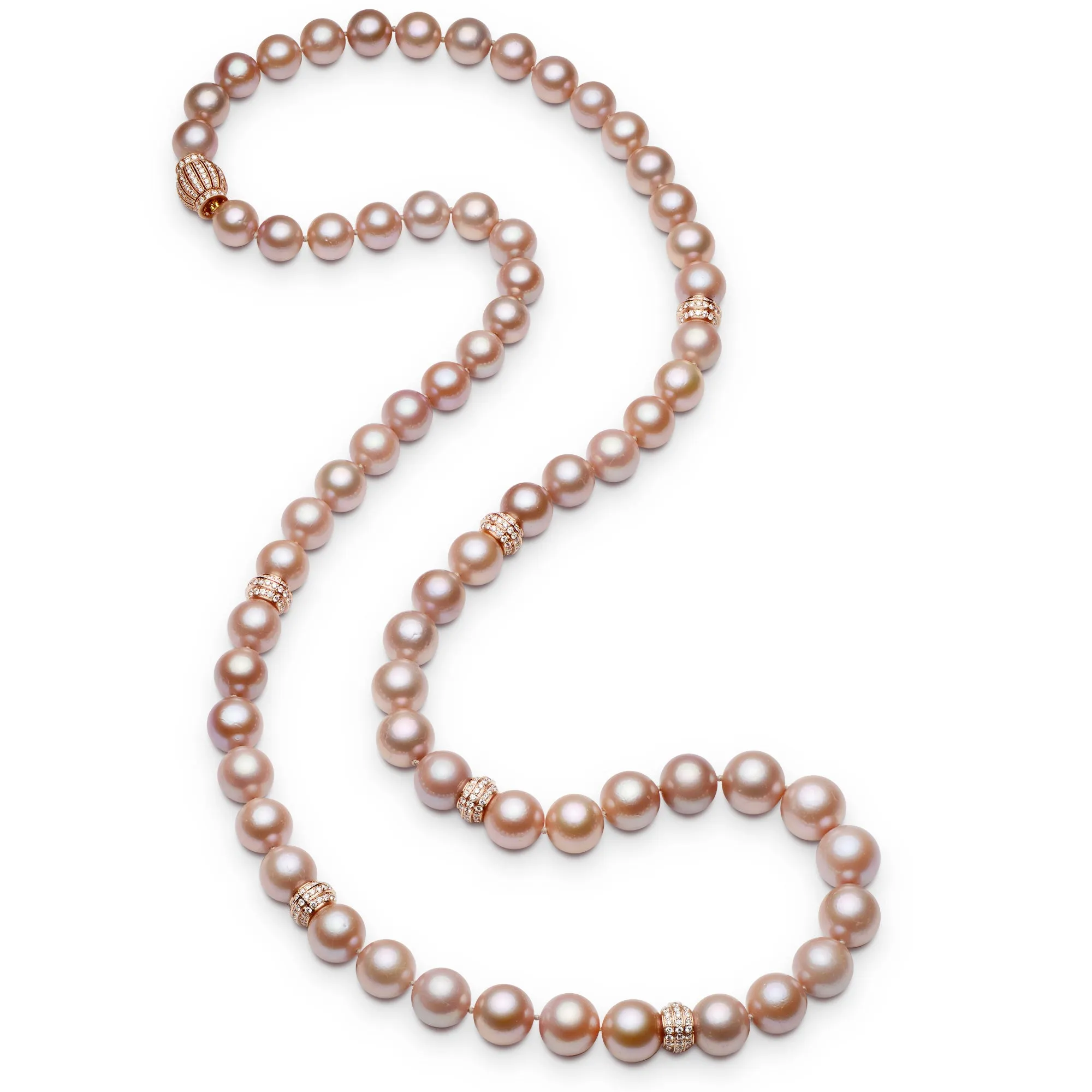 Pink Pearl and Diamond Necklace