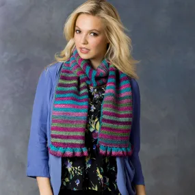 Red Heart Crochet Striped Shades Scarf