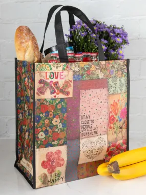 Set of 5 Grocery Bags - Patchwork Be Happy