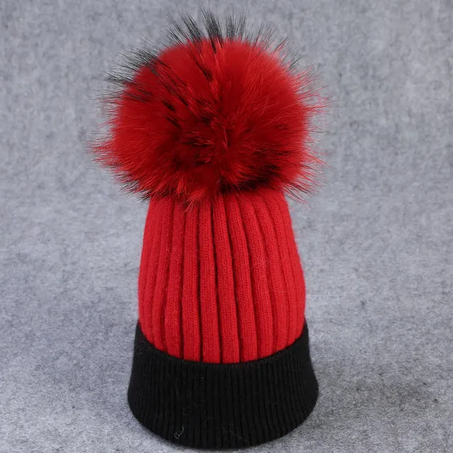 Winter wool knitted hat