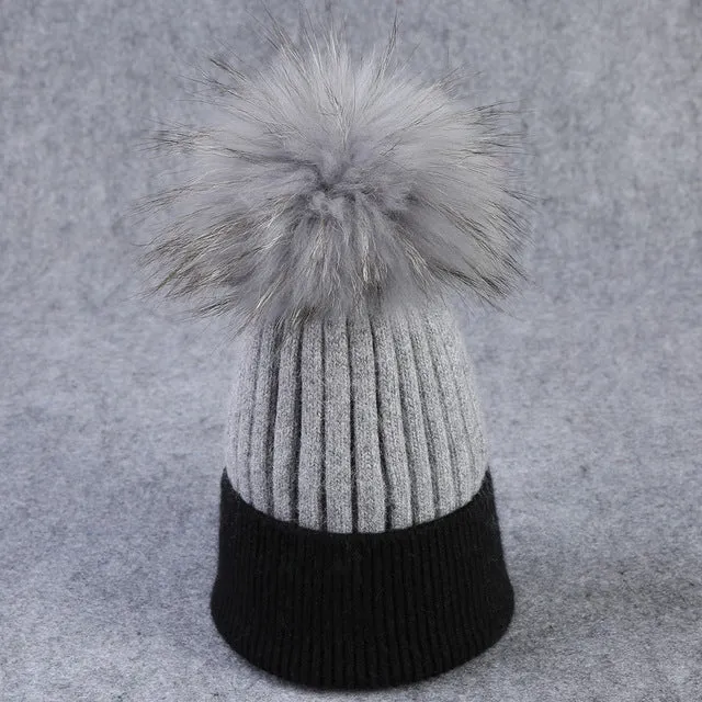Winter wool knitted hat