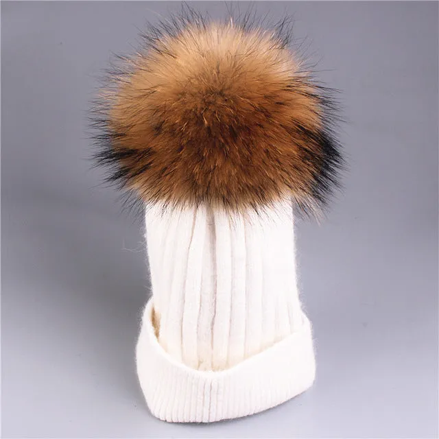 Winter wool knitted hat