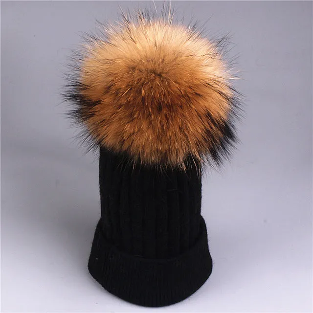 Winter wool knitted hat