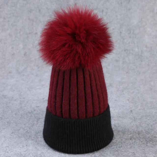Winter wool knitted hat