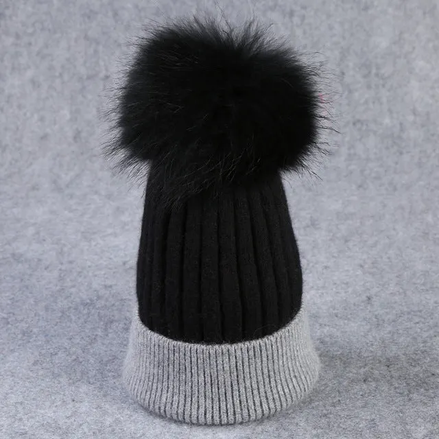 Winter wool knitted hat