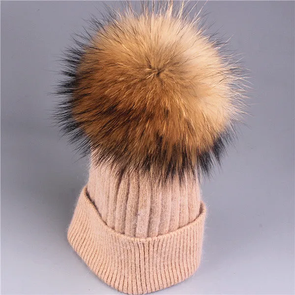 Winter wool knitted hat