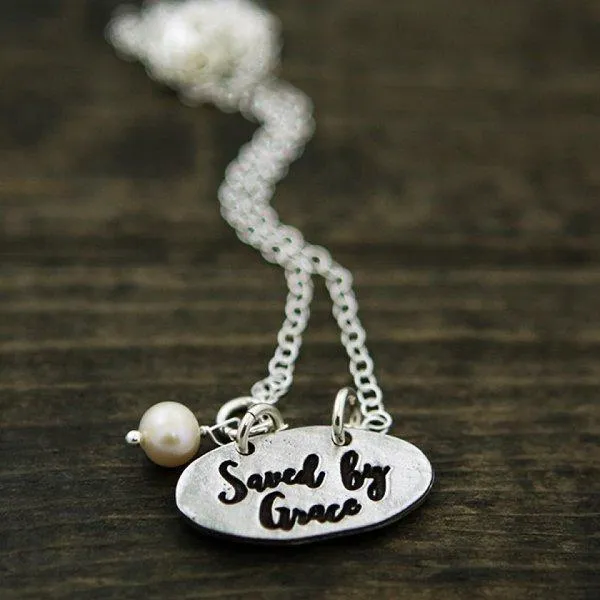 Women's Saved By Grace Double-Sided Cross Necklace